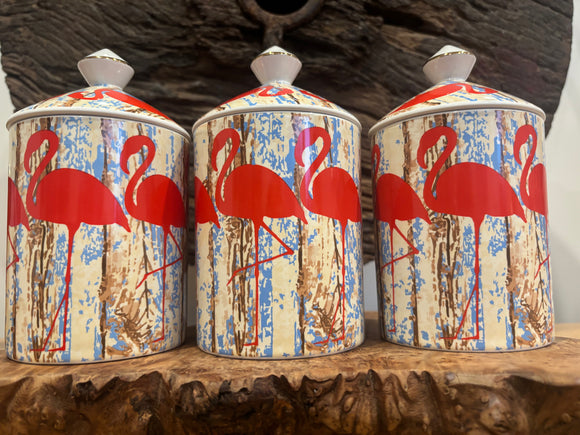 Kitchen canisters set of 3 ~ Flamingo